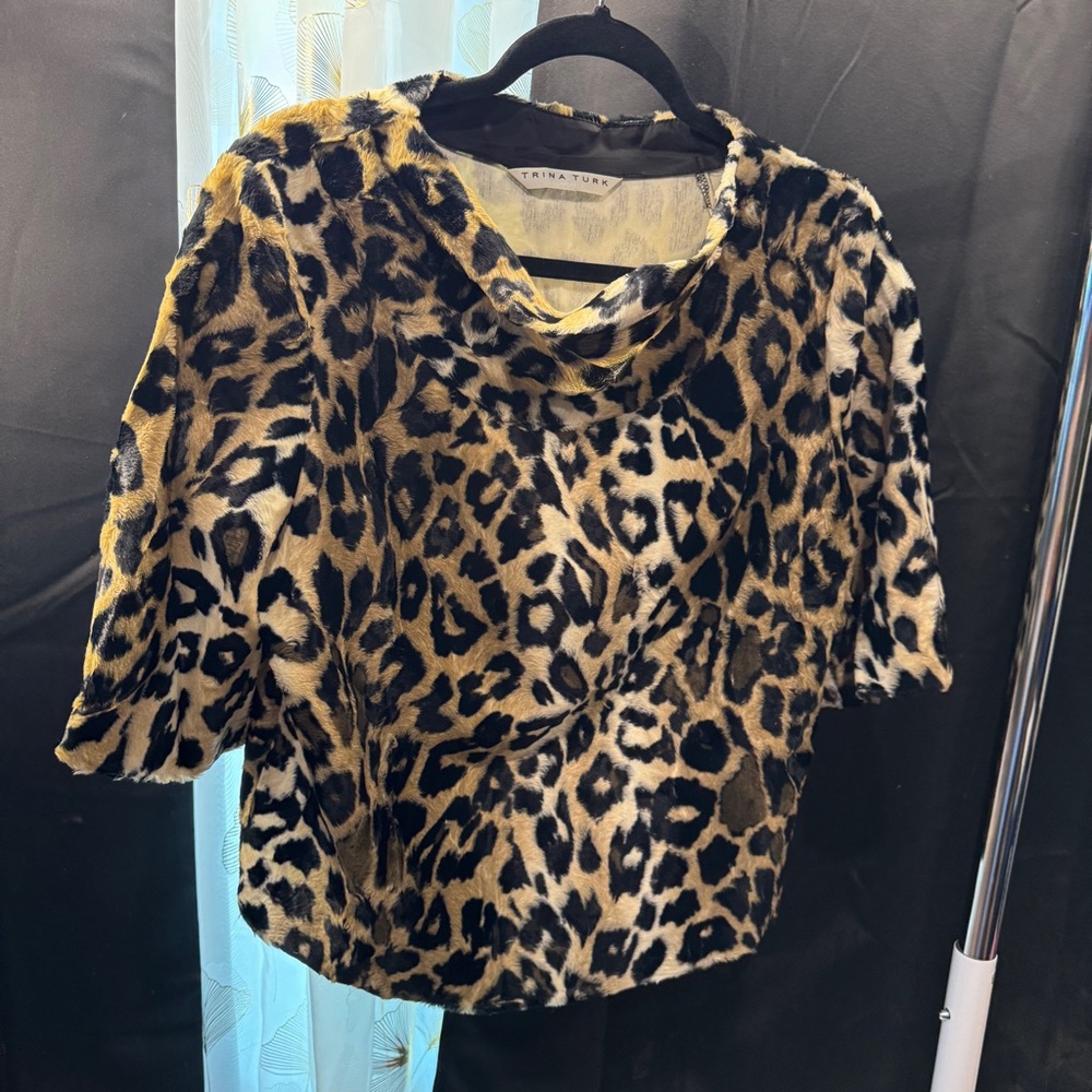 Trina Turk Leopard Print Blouse - Black, Brown, Tan